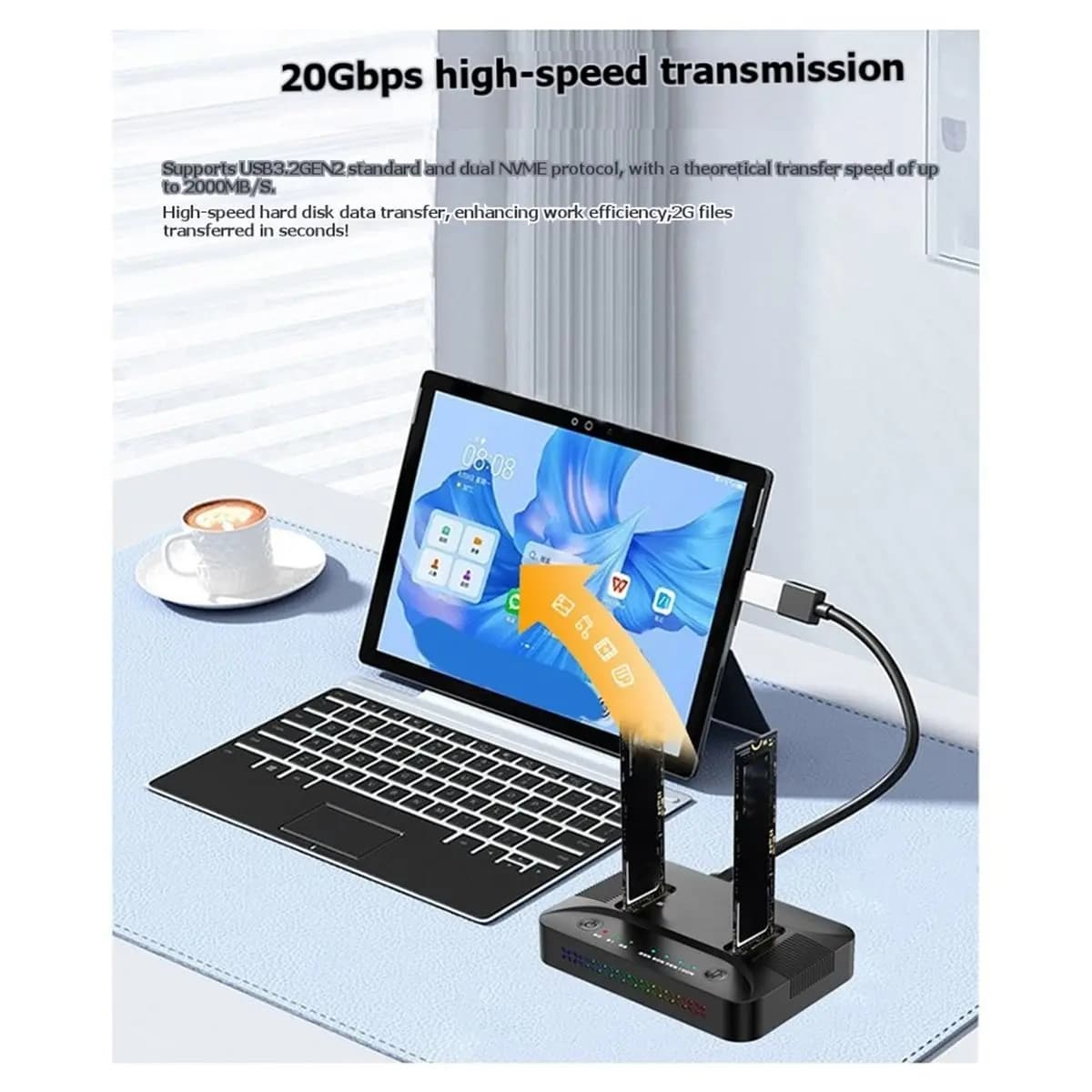 goodidea Docking Station per Dischi Rigidi M.2 NVMe/SATA a Doppio Slot con Clonazione Offline e Adattatore SSD USB 3.2 Gen2