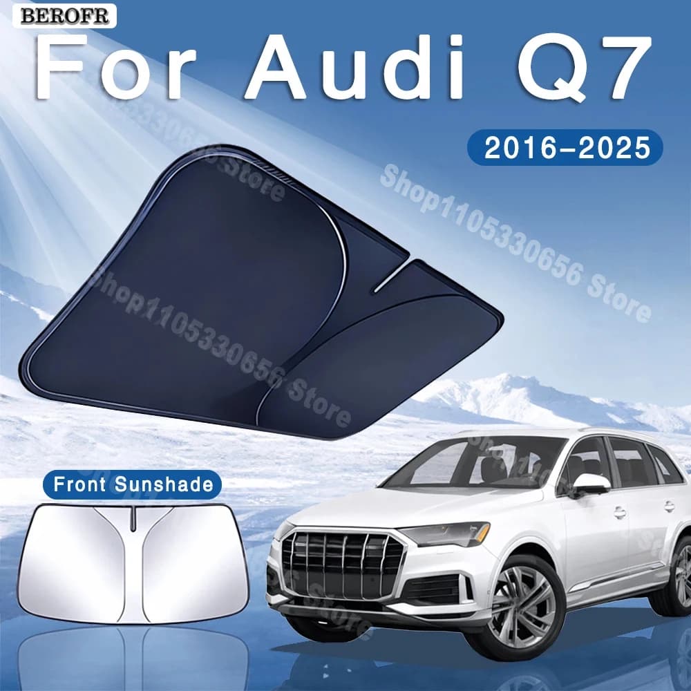For Audi Q7 2016~2025 2018 2020 Car Sun Visor Front Windshield Sunshade Heat Insulation Summer Cooling Auto Accessories Foldable