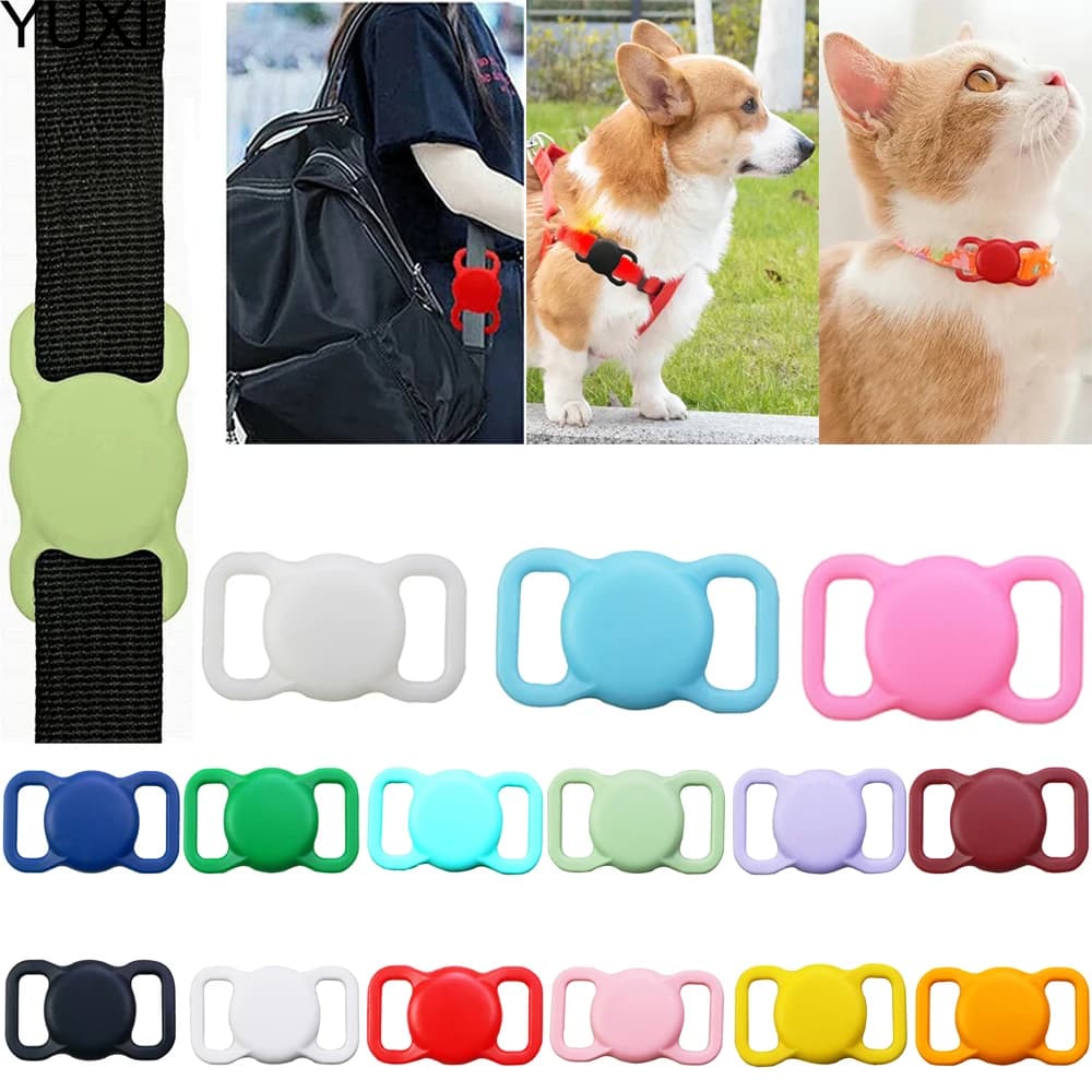 YUXI 1PCS Silicone protective case for Apple Airtags, for localization collar for cats and dogs, anti-smarriage protective case