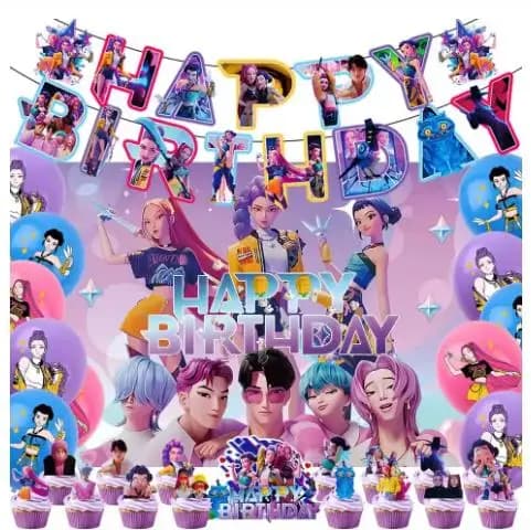 Decorazione per Torta Laser a Tema K-pop e Anime, Accessori per Feste a Tema Cartoni Animati, Regalo Perfetto per Compleanni di Ragazze