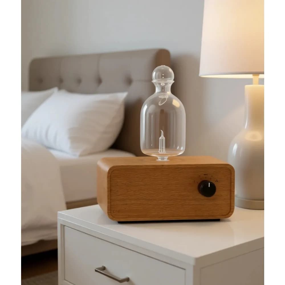 Diffusore di Oli Essenziali Senza Fili e Senza Acqua con Base in Legno, Timer e LED per Grandi Ambienti, Casa, Ufficio, Yoga