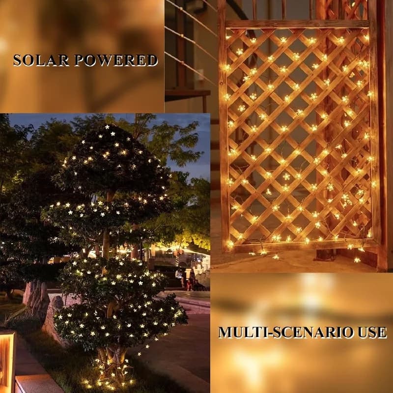 Fiore di pesco Lampada solare Potenza 50 LED 10M LED String Lucine Ghirlande solari Giardino Casa Decorazioni natalizie per esterni