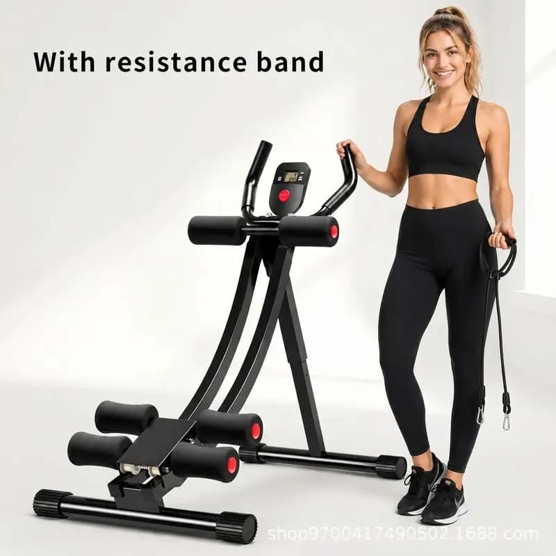 Foldable Abdominal Trainer Abs Workout Machine with LCD Monitor Resistance Band Home Fitness Gear For Belly Slimming Weight Loss