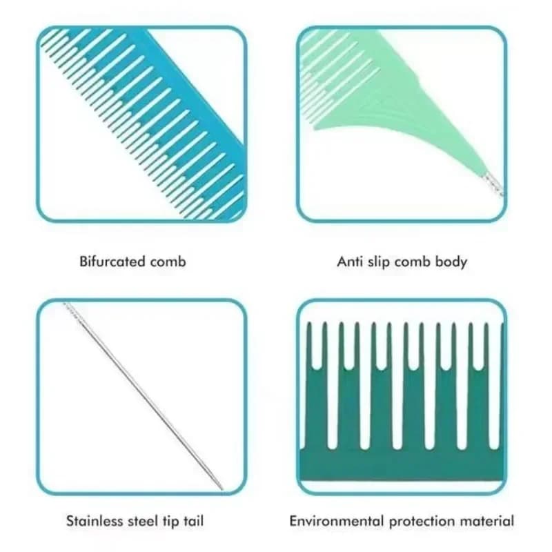 Hair Styling Combs, Tailed Comb Set, Coloring Dyeing Comb, Salon Tool, Sectioning Highlighting Weaving Cutting Comb, 3pcs