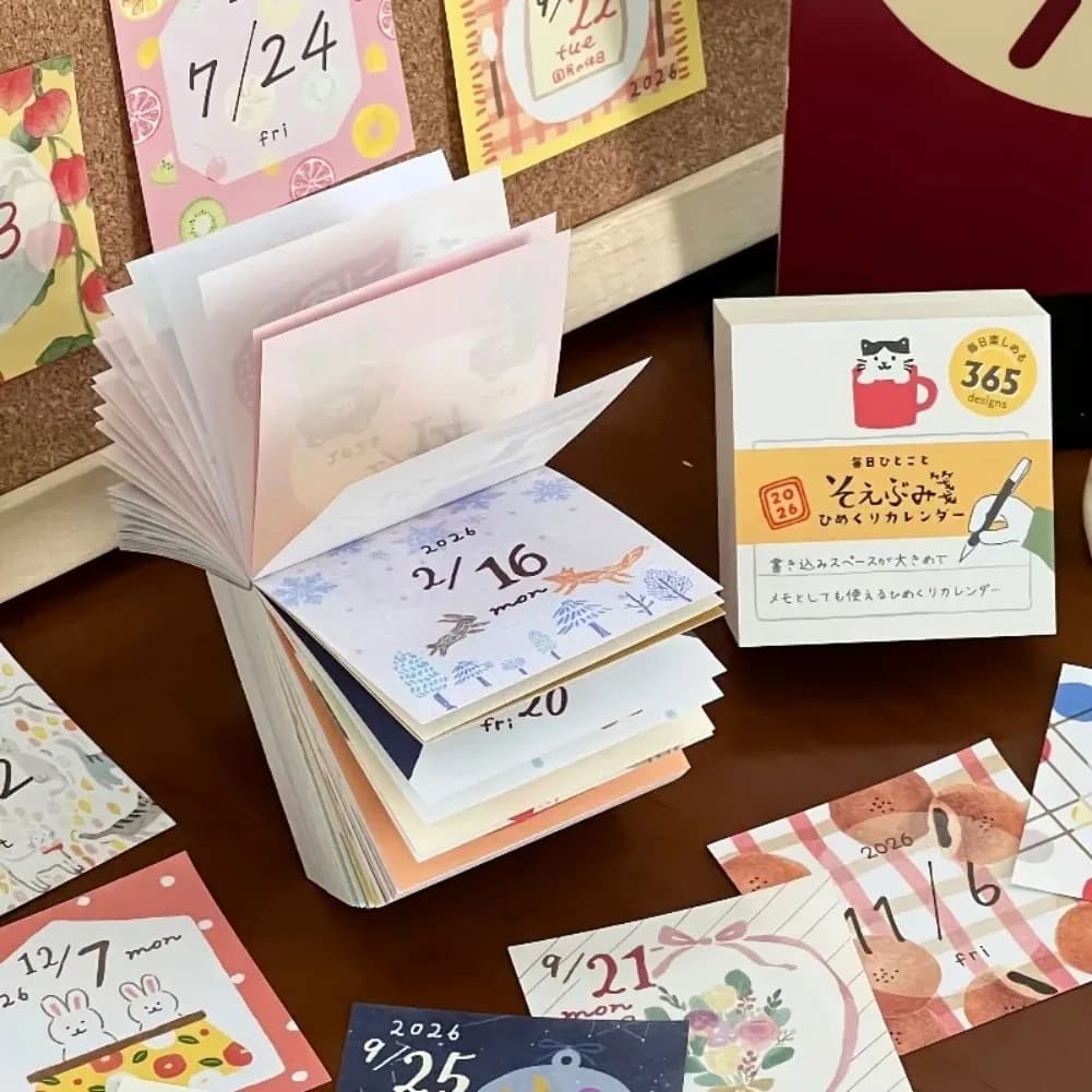 Mini Calendario Strappabile Kawaii 2026, Agenda Giornaliera in Stile Giapponese, Quaderno con Gattini Carini, Decorazione per Scrivania e Cancelleria