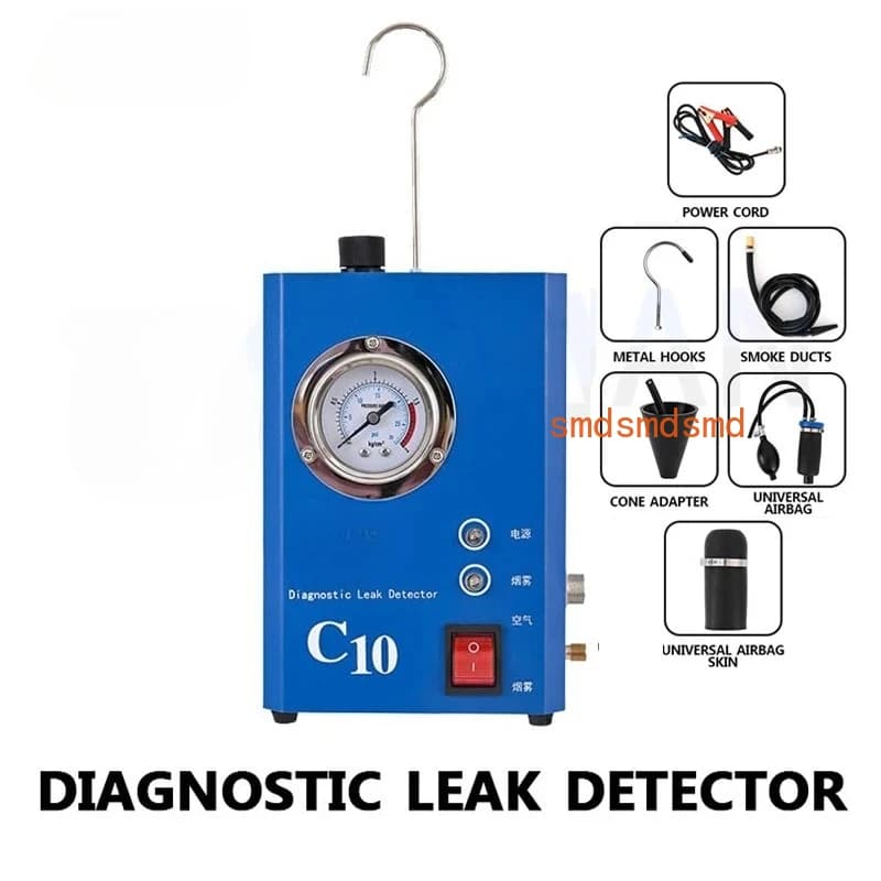 Rilevatore di perdite di fumo per auto 12V Rilevatore di perdite diagnostici per automobili Rilevatore di guasti per macchina del fumo Tester di aspirazione e scarico del motore