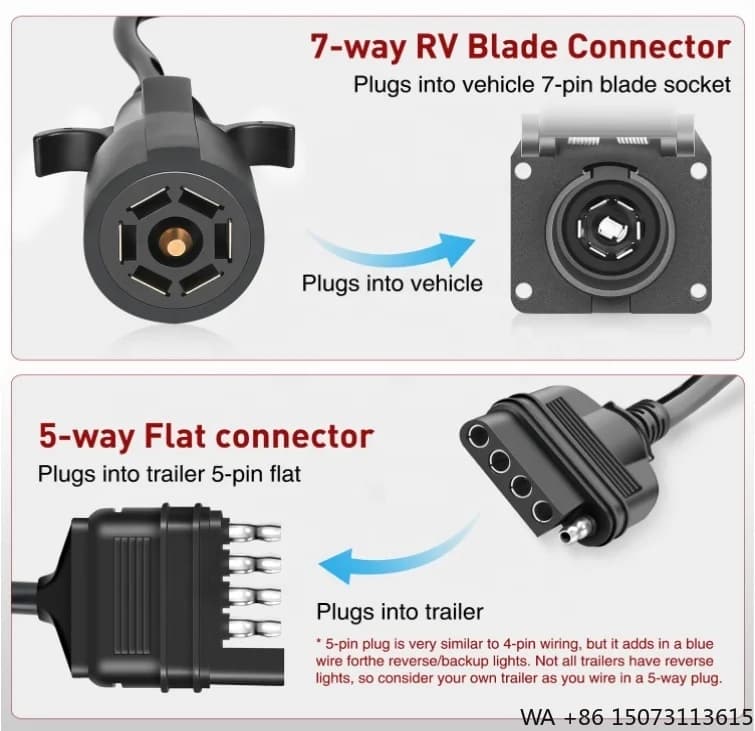 Cavo giacca cablaggio prolunga adattatore per rimorchio a spirale piatto da 7 vie a 5 pin per gancio di traino auto camper barca camion