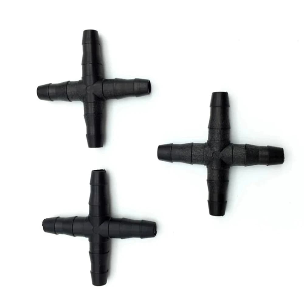 30PCS 1/4'' 4 Ways Cross Connecter For 4/7mm Micro Hose Drip Irrigation Cross Joint Connectors
