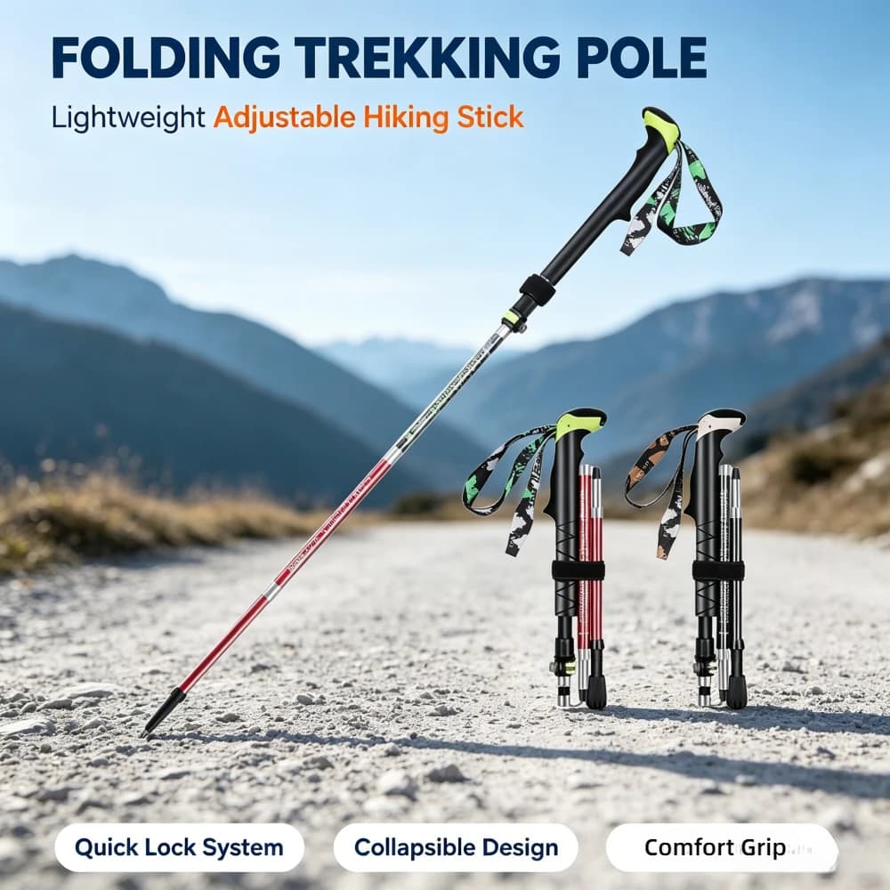 Foldable Carbon Fiber Ultralight Trekking Poles Outdoor Skiing Trekking Poles Retractable Fold Rock Climbing Trekking Poles