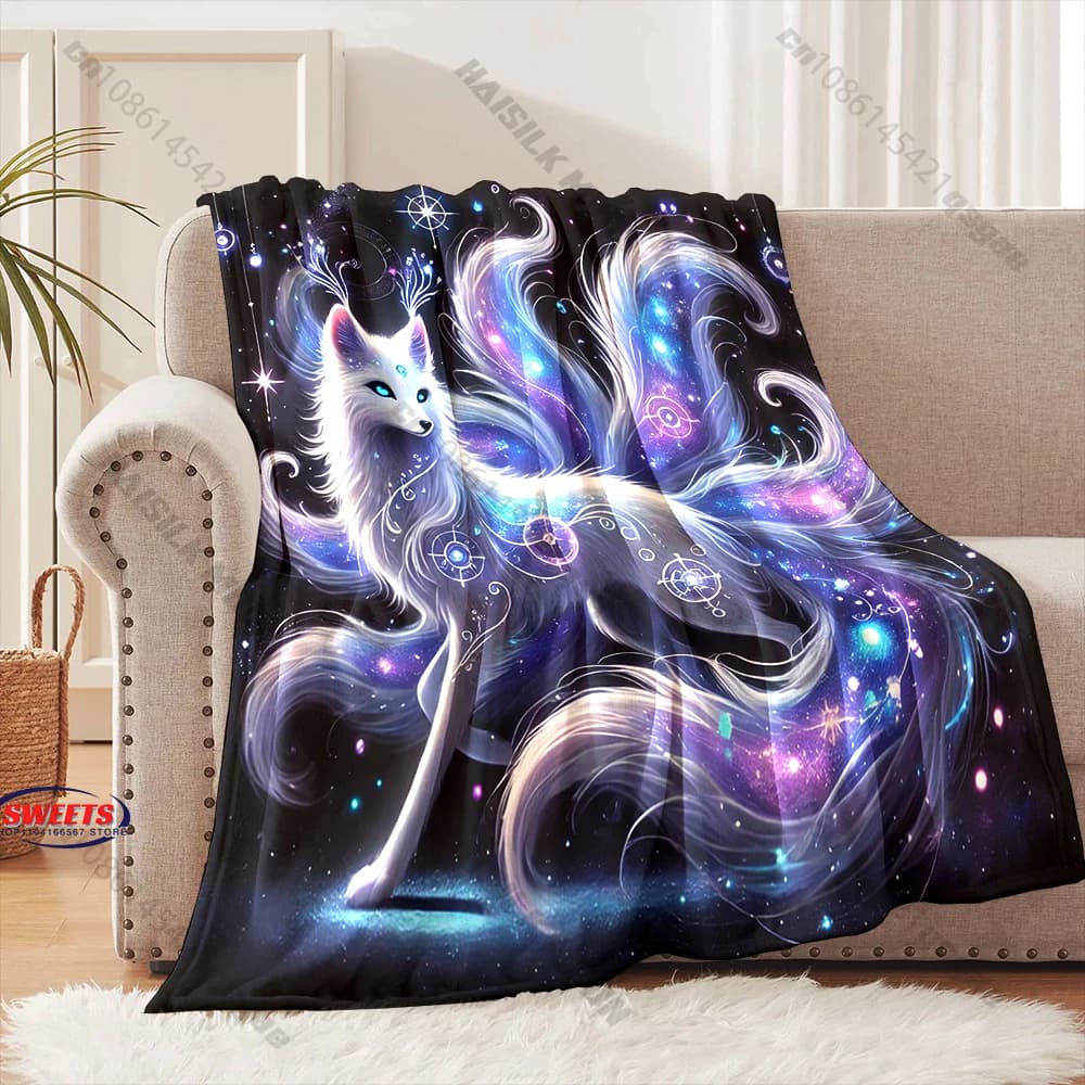 Coperta Fantasy Fox Galaxy, diverse misure, coperta decorativa per divano, camera da letto, soggiorno, per bambini e adulti, regalo squisito