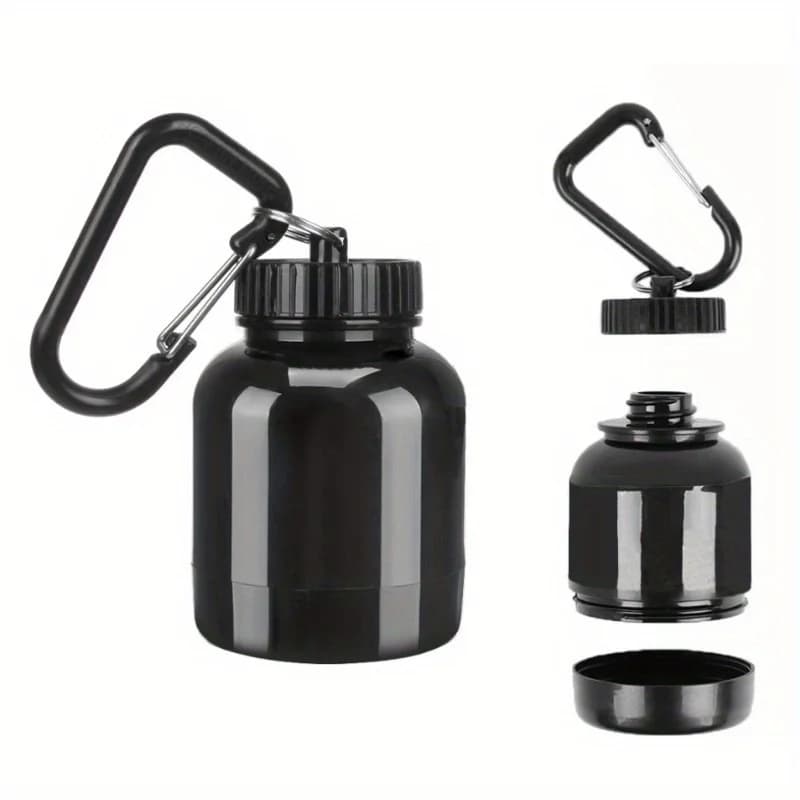 1 contenitore per proteine in polvere con moschettone e shaker portatile, adatto per sport all'aria aperta, fitness in palestra
