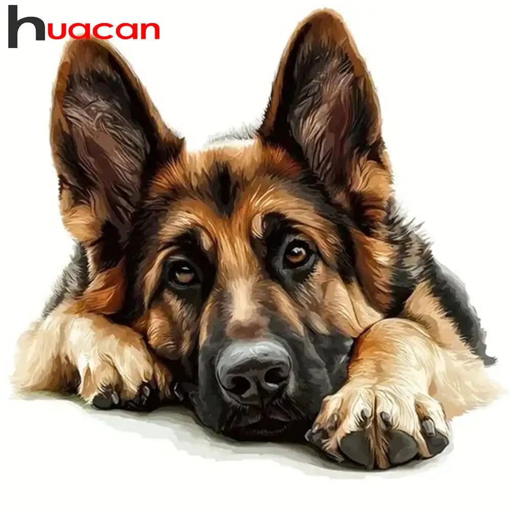 Huacan Diamond Painting German Shepherd Dog DIY Diamond Embroidery Crystal Hand Gift Home Wall Decor
