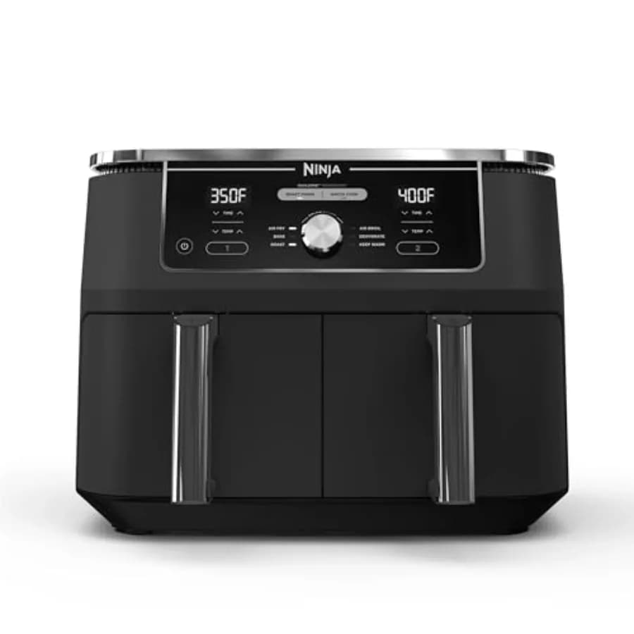 Friggitrice ad Aria Foodi DualZone XL 6-in-1 da 10 Quarti con 2 Cestelli per Pasti in Famiglia, Acciaio Inossidabile Grigio, Cestelli Indipendenti, Match Cook Sm