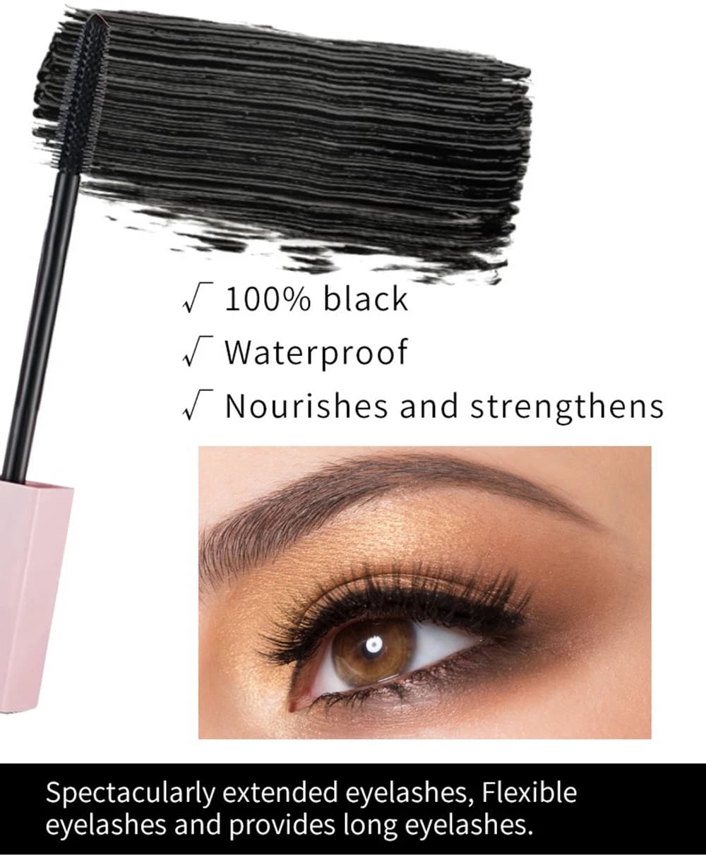 Mascara Private Label con Logo Personalizzato, Tubo Quadrato Rosa, Lunga Durata, Volumizzante, Non Sbavabile, Impermeabile, Allungante e Incurvante