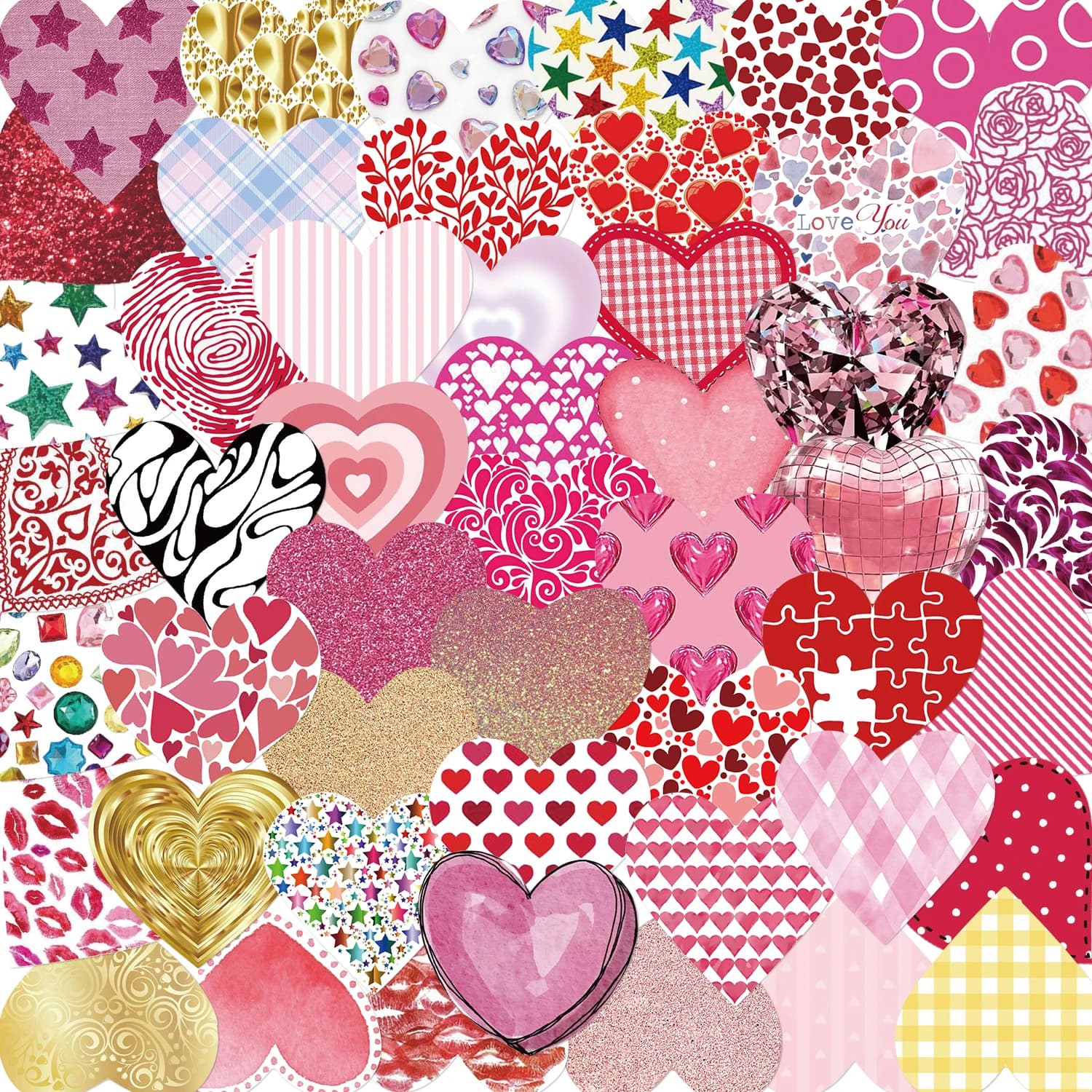 50PCS Cute Love Sticker Mother's Day Children PVC Sketchbook Decoration Scrapbooking School Stationery Supplies For Kids Audlts