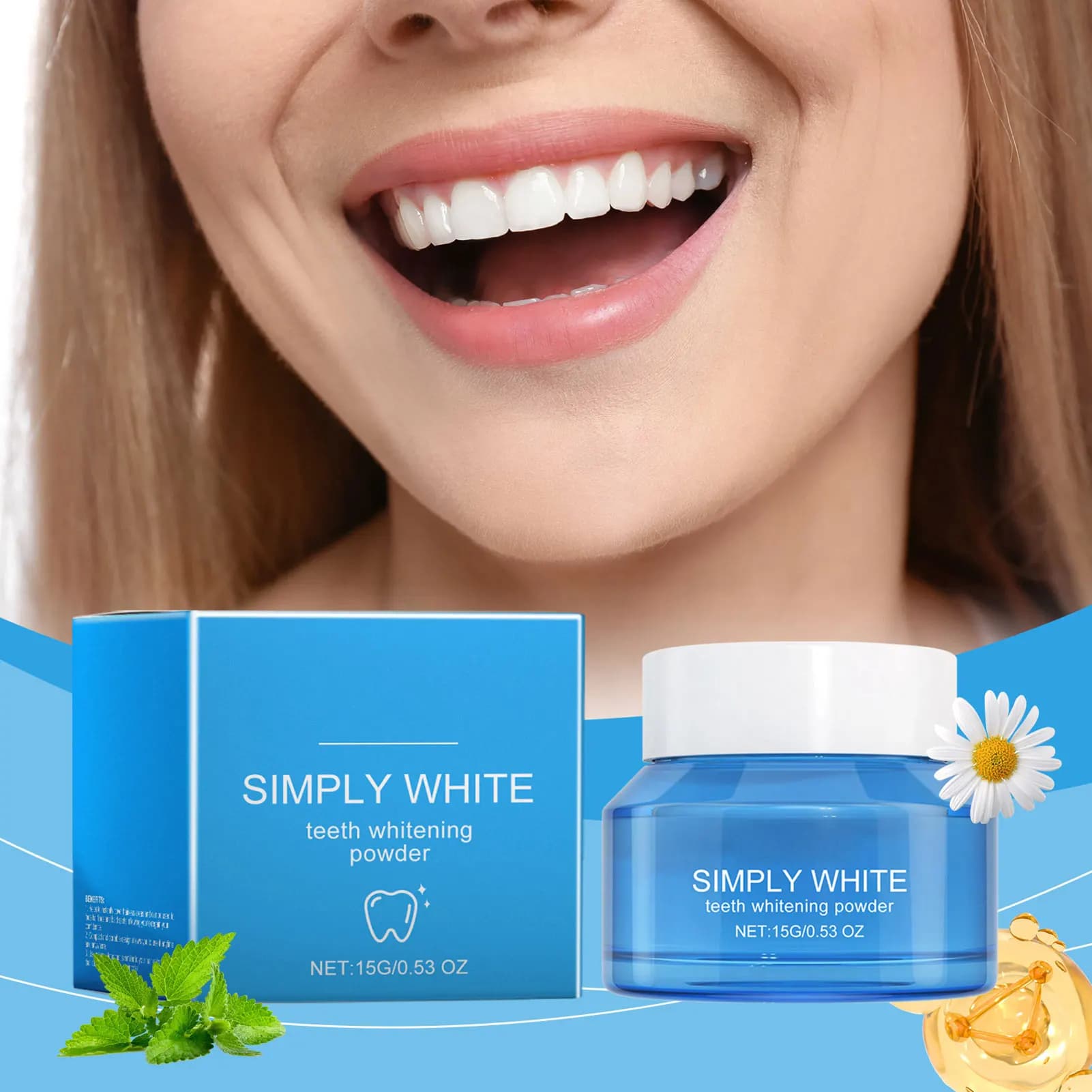 Professional powder for removing teeth stains for daily use Intensives for removing stains Dentifrice Moments ready for photo
