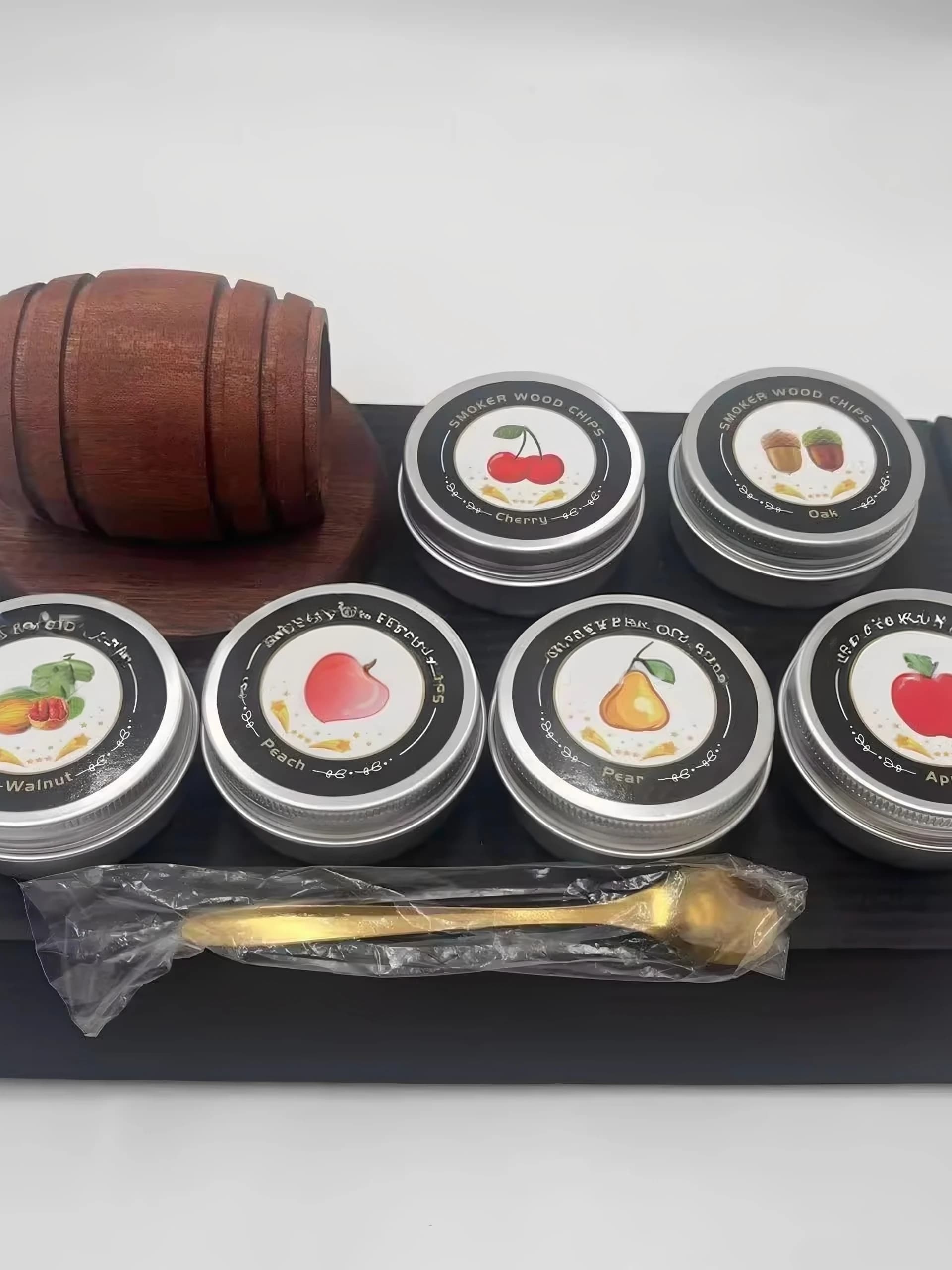 Kit Affumicatore per Whisky in Vero Legno, Set Shaker per Cocktail in Legno per Uso Domestico, Accessori per Barbecue, Strumenti per Aromatizzare il Whisky