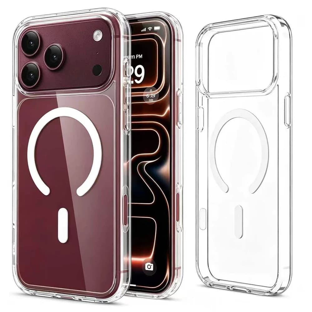 Original For Magsafe Transparent Phone Case For iPhone 18 17 16 15 14 13 Pro Max 18 Pro 17 Pro Magnetic Hard Clear Back Cover