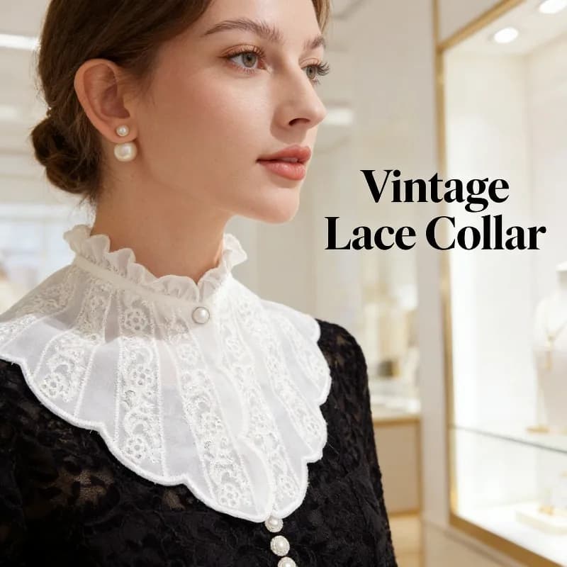 Embroidered Ruffle Stand Collar Detachable Collar Court Lolita Decorative Lace Accessory for Women’s Blouse Dress