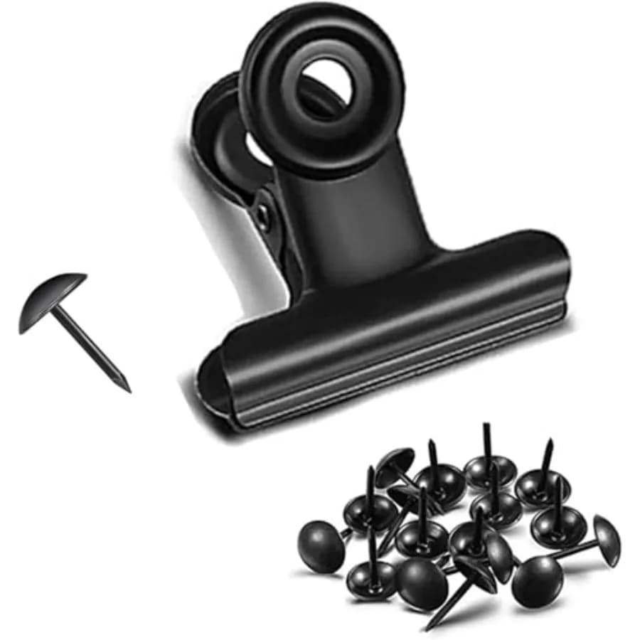 Bulldog Clips with Hole for Push-pin, Paper File Clips with Strong Spring, Small Metal Binder Clips, Seal Clamps for Coffee Tea