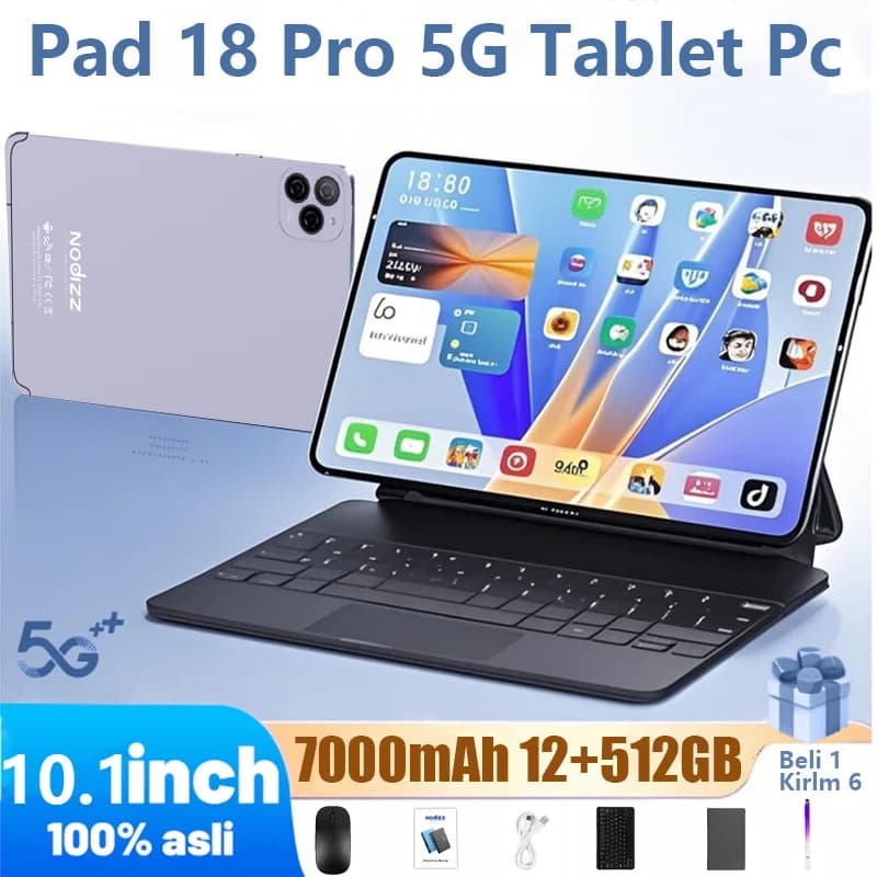 New Npad18 Tablet from 10.1 Inch with High Resolution Display, Octa Core, 12GB+128GB Rom, Android 14, Google Play, 4G LTE, 5G Phone Calls, 7000mAh Battery