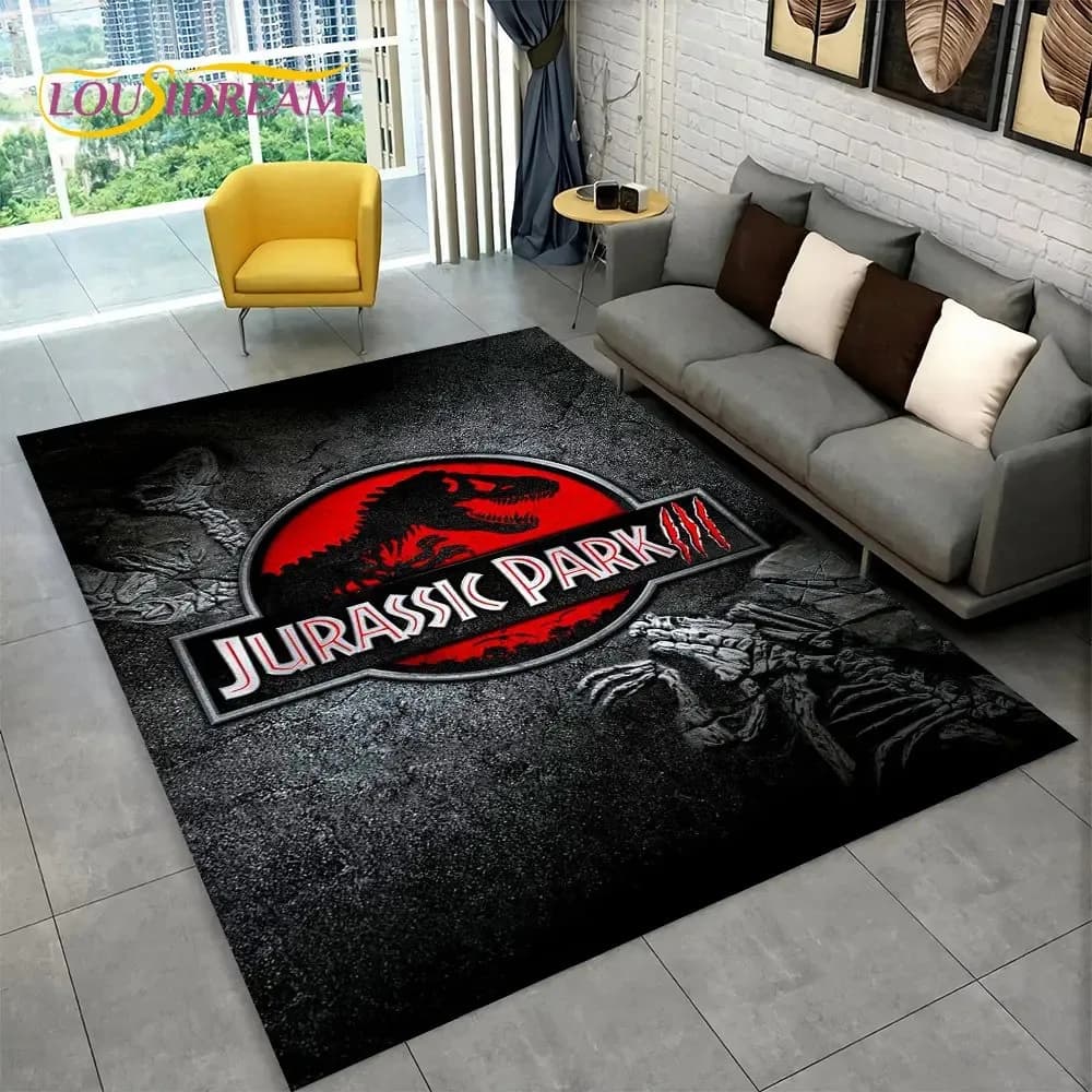 3D Cartoon Jurassic Park Dinosaur Area Rug Large Carpet Rug for Living Room Bedroom Sofa Doormat Decor Child Non-slip Floor Mat