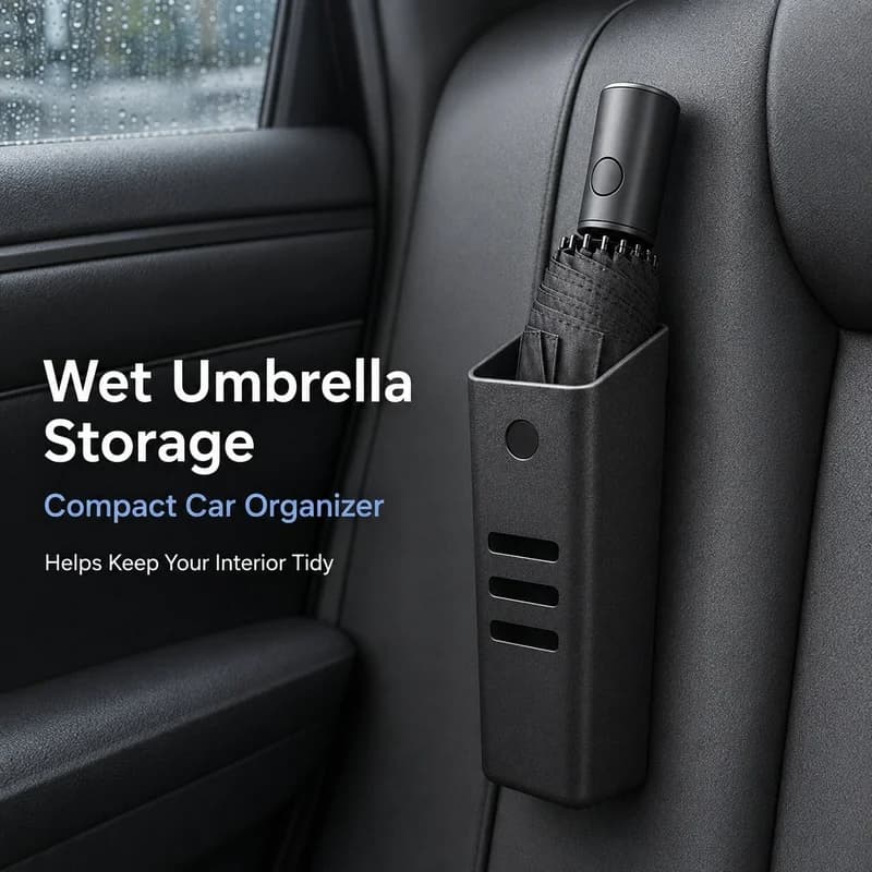 Universal Car Umbrella Holder Wet Folding Umbrella Storage Bucket ABS Organizer with Back Clip for Seat Trunk Home