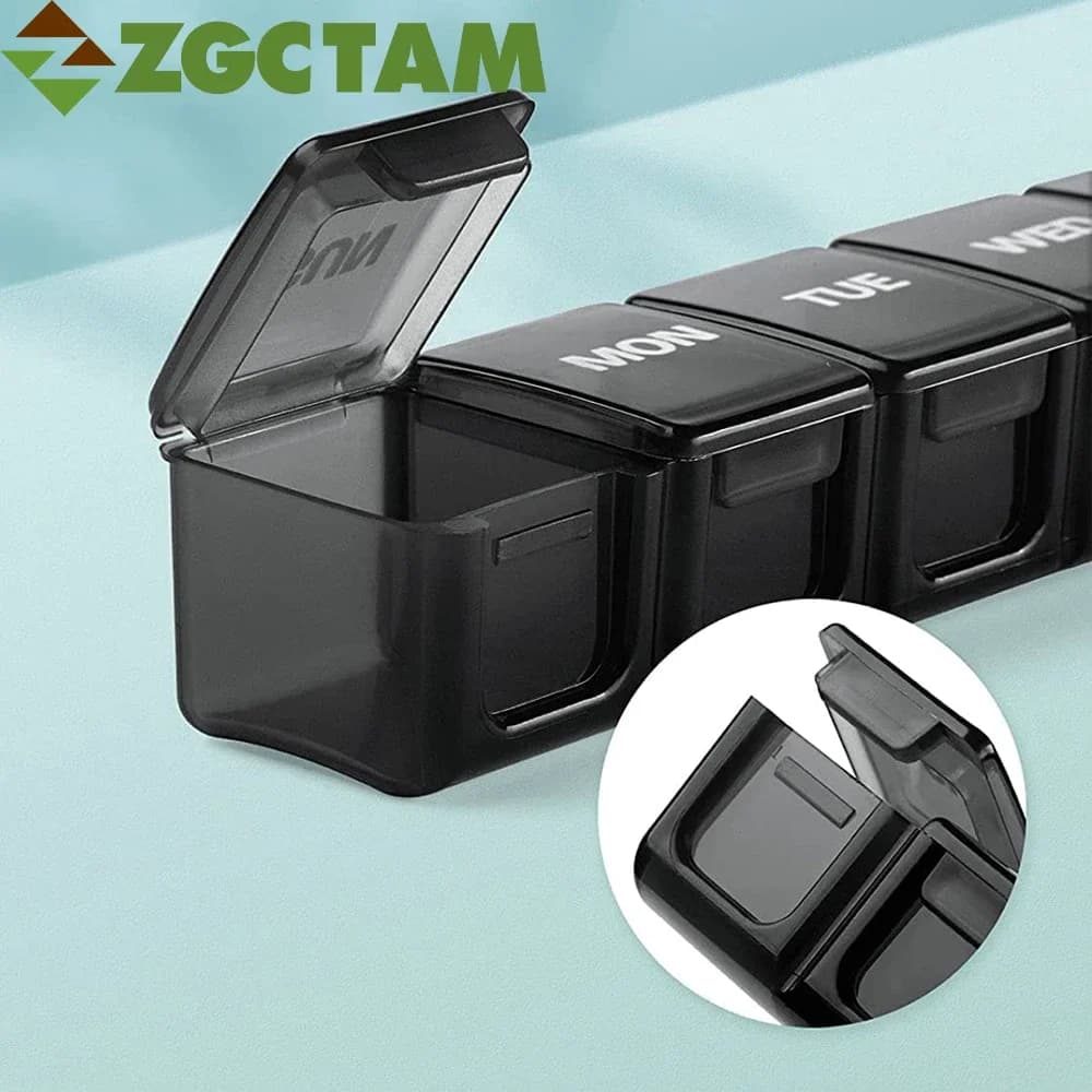 Organizer of extra large pills, weekly case for medicines with transparent cover, travel container for vitamins, fish oils or supplements