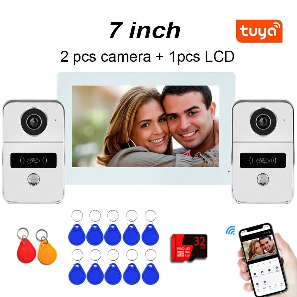 Sistema Videocitofonico Digitale a 4 Fili con Monitor Wireless 5G WIFI da 7 Pollici, Videocitofono 1080P, Sblocco Tramite App Tuya