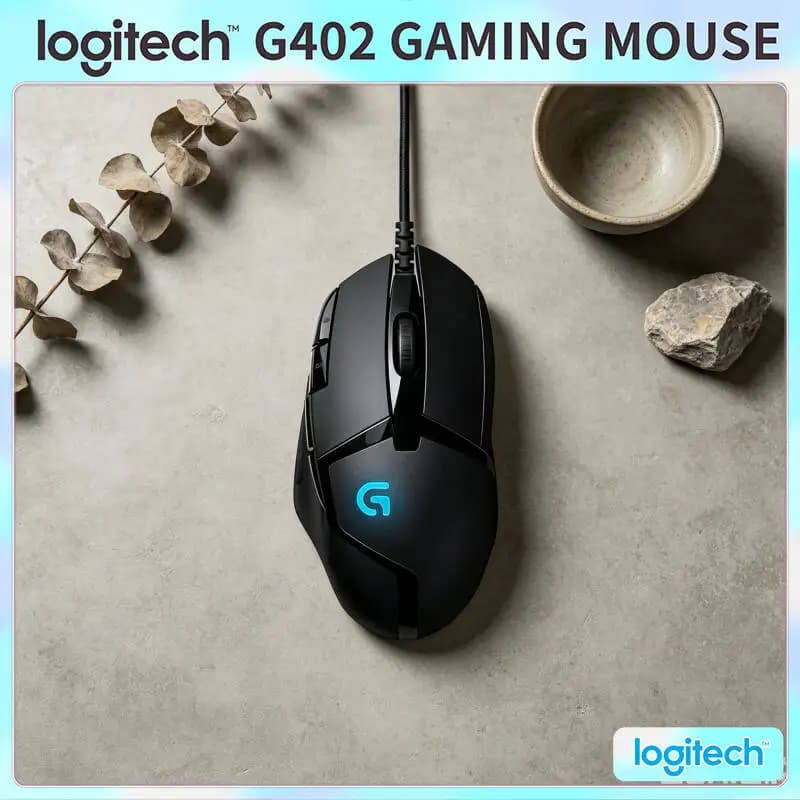 Logitech G402 Hyperion Fury Wired Mouse Delta Zero Sensor 4 DPI Settings 4000 DPI Anti-Slip for Gaming & Work