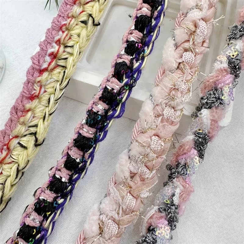 Colpi di scena di pasta fritta intrecciata a mano accessori per abbigliamento polsini per colletto accessori per capelli fai da te tessitura di materiali decorativi in pizzo Tweed