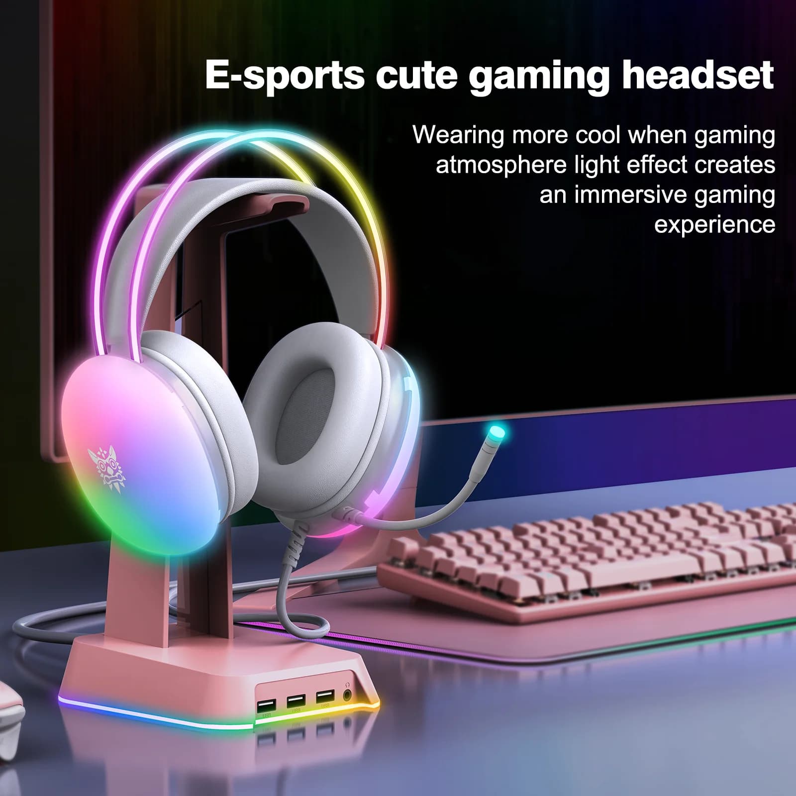 ONIKUMA Gaming Headset Esports Package nuove cuffie FULL RGB Light Design con microfono cuffie per PC Gamer