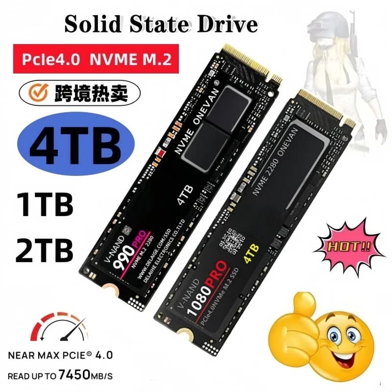 2025 SSD 990 1080 Pro M2 NVME 1T 2T 4T Disco rigido ad alte prestazioni PC PS5 Disco rigido desktop portatile portatile