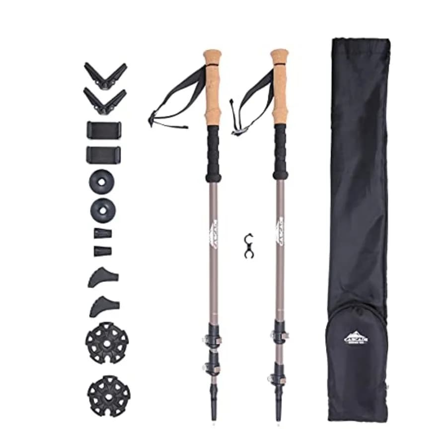 Trekking Poles - Carbon Fiber Monopod Walking or Hiking Sticks with with Accessories Mount and Adjustable Quick Locks