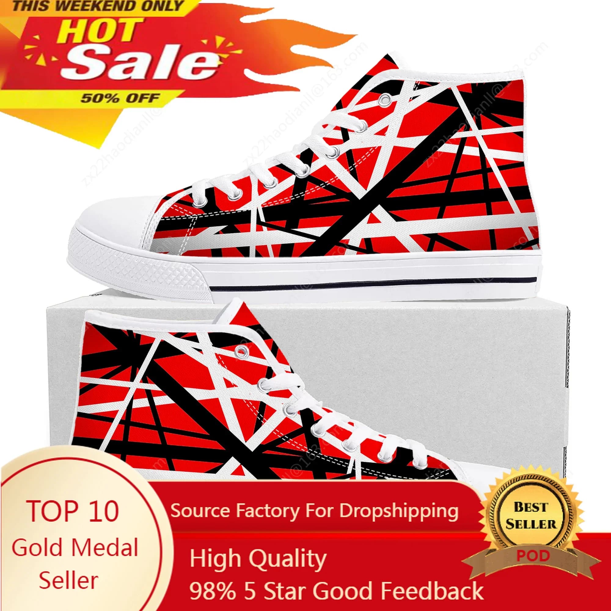 Van Evh 5150 Strips Halen High Sneakers Men Women's Teenager High Quality Canvas sneaker 1984 Casual Shoes for Couples Custom Shoes