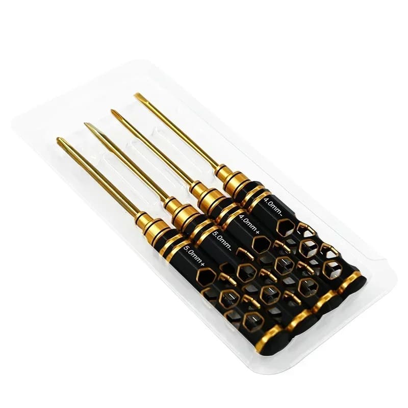 Set di 4 Cacciaviti a Croce 4.0/5.0mm con Impugnatura Antiscivolo in Lega di Alluminio, Kit di Precisione per Elicotteri RC