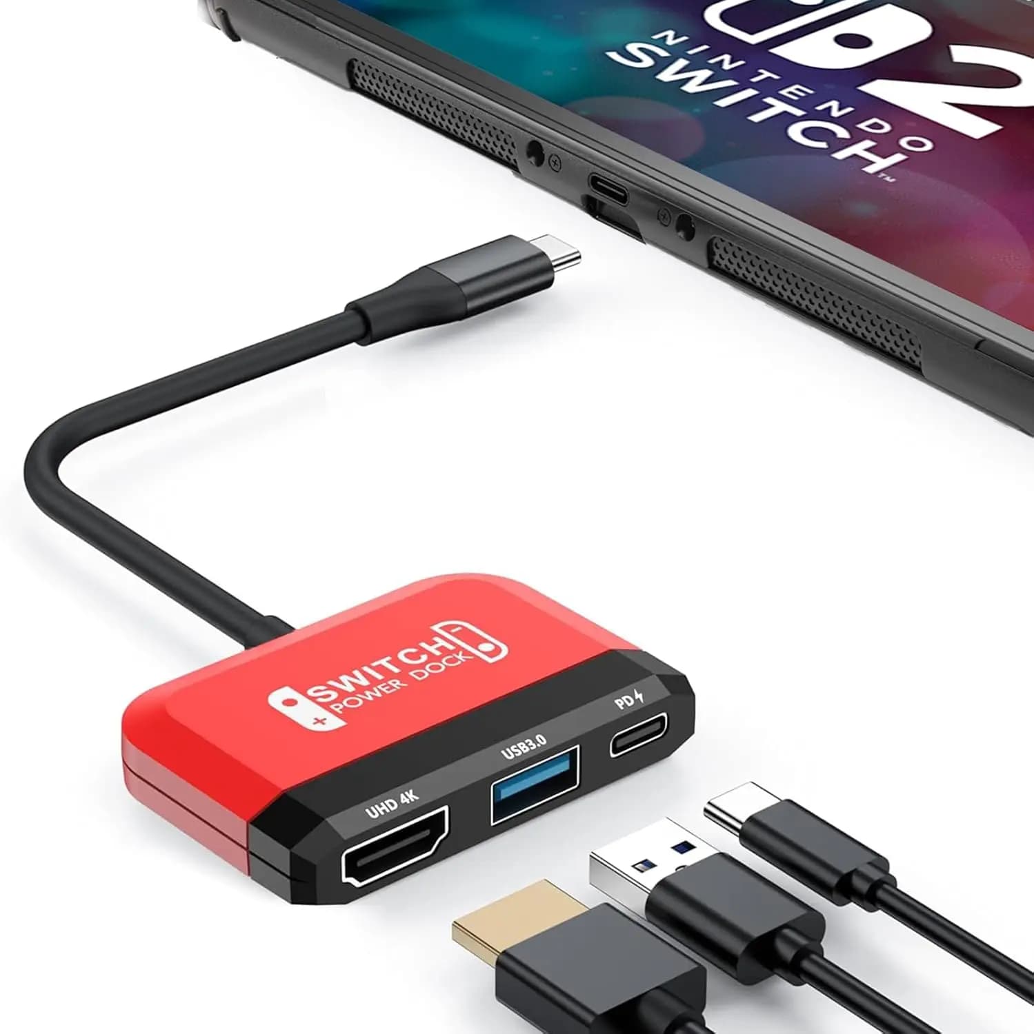 Dock Sostitutivo 4K@60Hz per Switch 2, Stazione di Docking Portatile da Viaggio con HDMI, USB3.0, PD 100W per Nintendo Switch 1 e 2