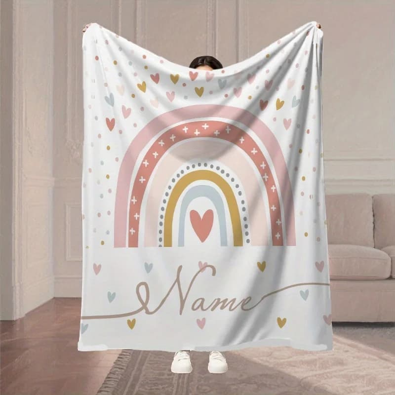 1 personalized custom flannel blanket with name customization pattern, soft and warm all season universal camping travel home