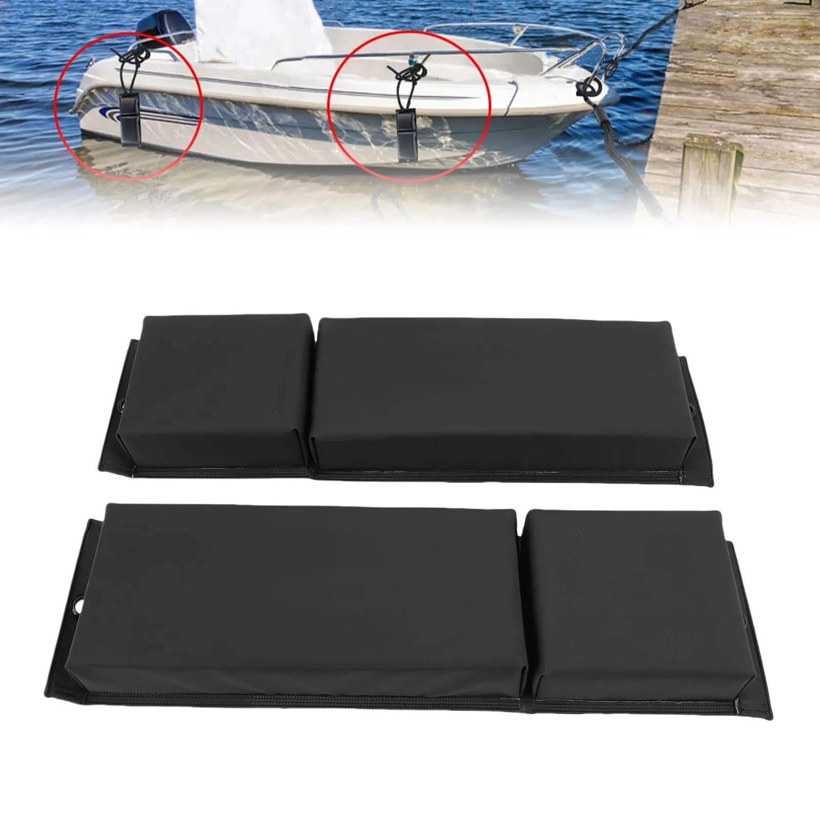 2 Paraurti per Barche 24x6.5 Pollici, Protezione Verticale Anti-Impatto, Paraurti Marino con Corda Elastica per Moto d'Acqua e Barche Piatte