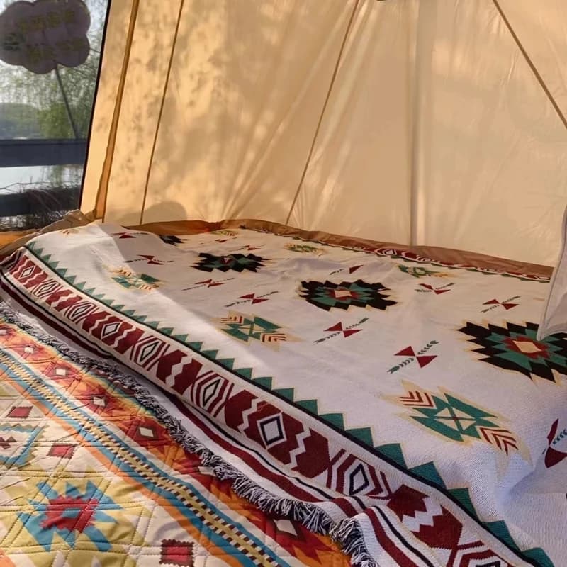 1 coperta da campeggio vintage durevole: perfetta per picnic all'aperto, fibra di poliestere resistente allo strappo, lavabile in lavatrice