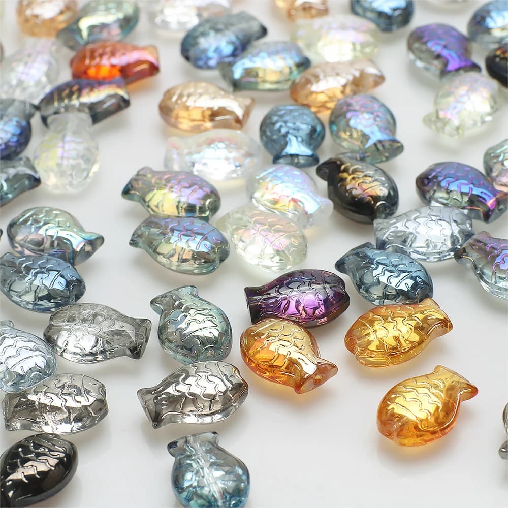 30Pcs 10x14mm Mixed Crystal Glass Loose Beads Fish Shape For DIY Making Jewerly Bracelets Earing Accessories Wholesale In Bulk
