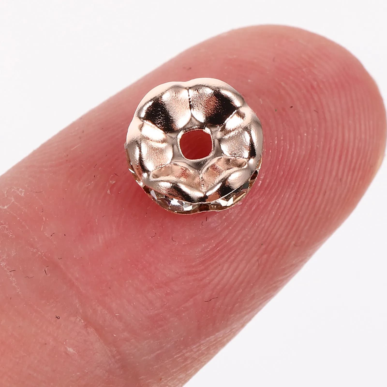100 Pezzi Perline Distanziatrici a Forma d'Onda in Oro Rosa, in Lega con Strass di Vetro Intarsiati, per Creazione Gioielli Fai da Te (Collane, Bracciali, Orecchini)