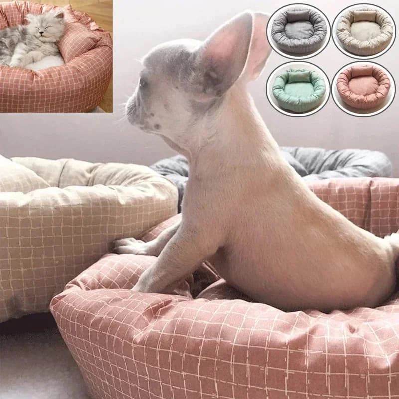 Letti rotondi per animali domestici per cani Gatti Tappetino per animali in tessuto morbido con cuscino Animali Cuscini per dormire Divano Cucciolo Piccola casa per gatti Accessori per cani