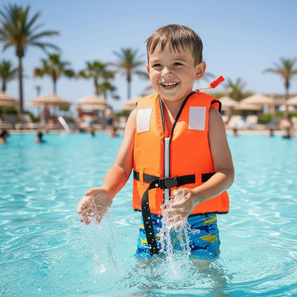 Giubbotto di salvataggio per bambini ad alta galleggiabilità con fischietto, giubbotto di sicurezza portatile con cinghie regolabili per kayak e sport acquatici