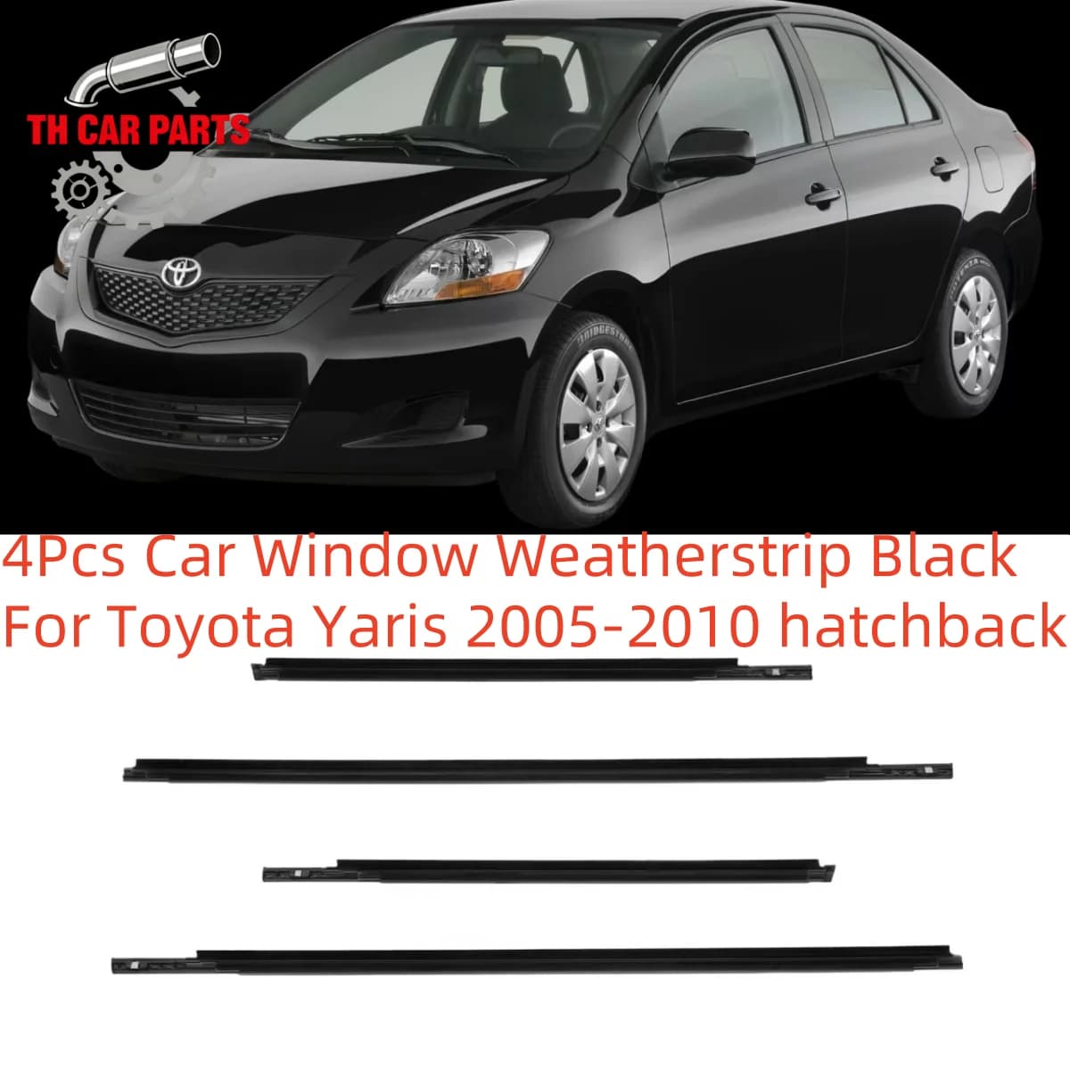4 pezzi guarnizione per finestrino auto nera per Toyota Yaris 2005-2010 hatchback auto guarnizione per modanatura finestra