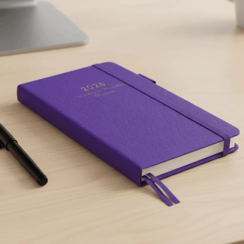 Agenda Settimanale 2026 con Copertina Rigida, Pratica Fascia Elastica, Pianificatore Settimanale e Mensile, Segnalibro a Nastro, Portatile