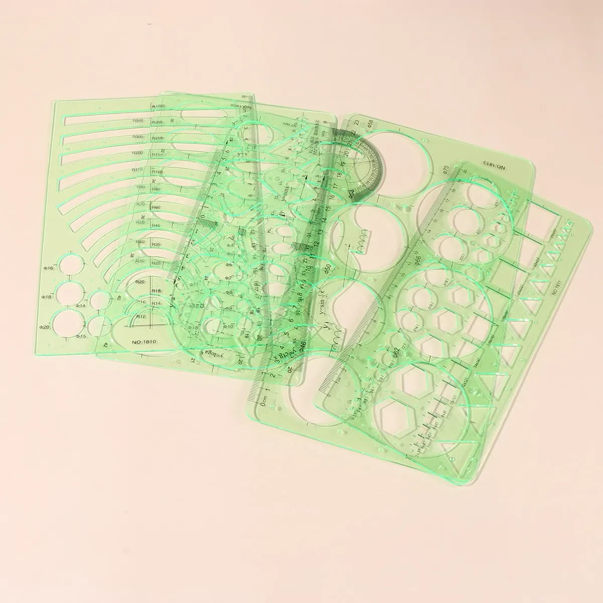Design template set, geometric rulers for architecture projects, measuring instrument kits, construction template rulers