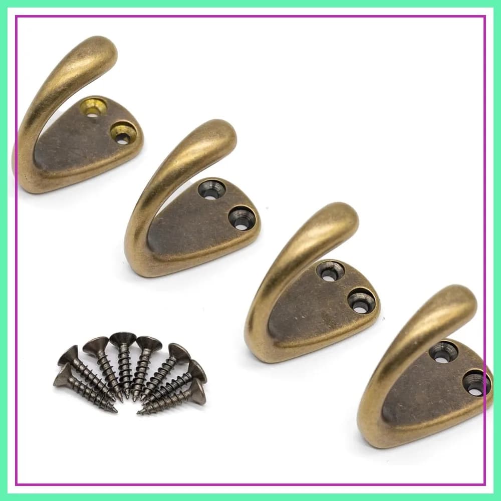 4 ganci vintage in bronzo per appendere cappotti e cappelli, da montare a parete, per appendere vestiti, sciarpe, asciugamani, chiavi, tazze