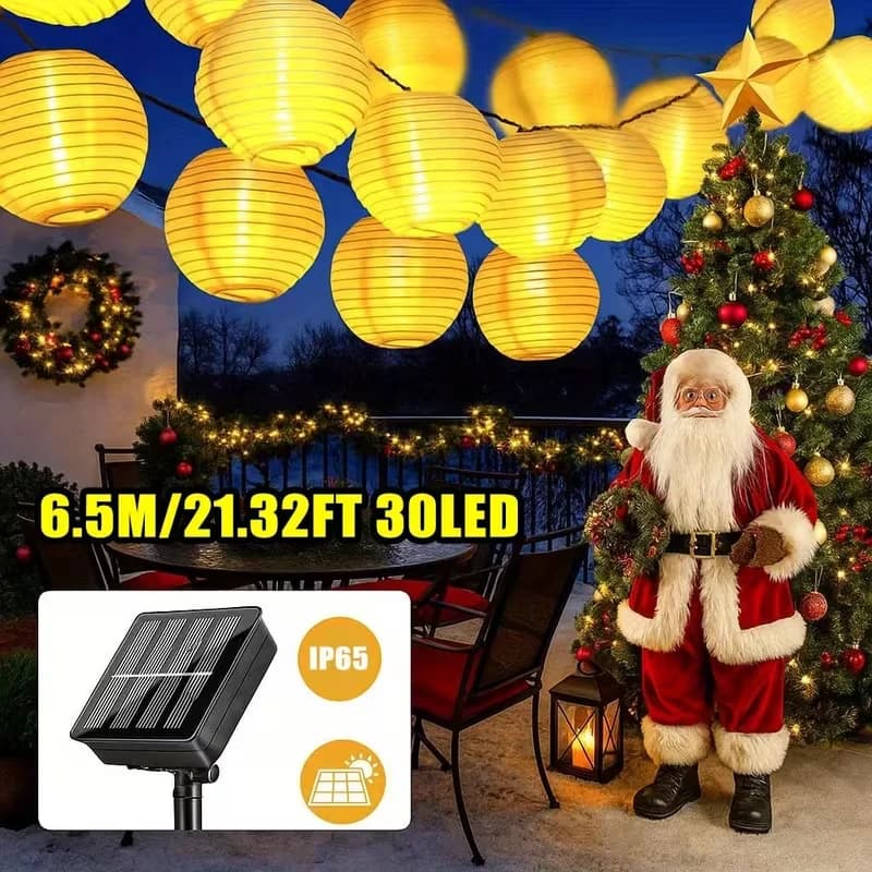 2PCS Luci Della Stringa Solare 6.5M/5M 30/20 LED Lanterna Impermeabile Lampada Fata Ghirlanda Esterna per il Giardino Festa di Nozze Ramadan Decor