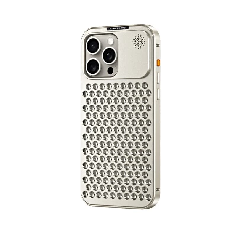 Custodia per telefono in alluminio metallico cavo con raffreddamento per iPhone 17 14 13 12 16 Pro Max 17promax, diffusore di aromaterapia, cover posteriore rimovibile